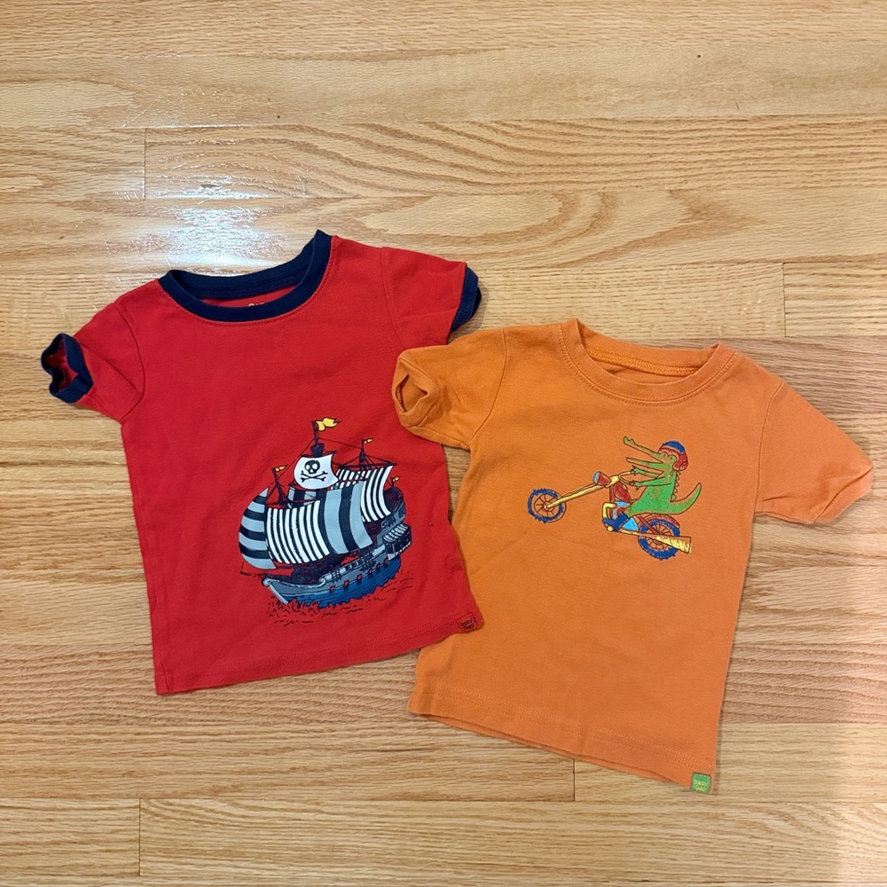 GAP Kids Pirate and Dinosaur Tees - Red and Orange